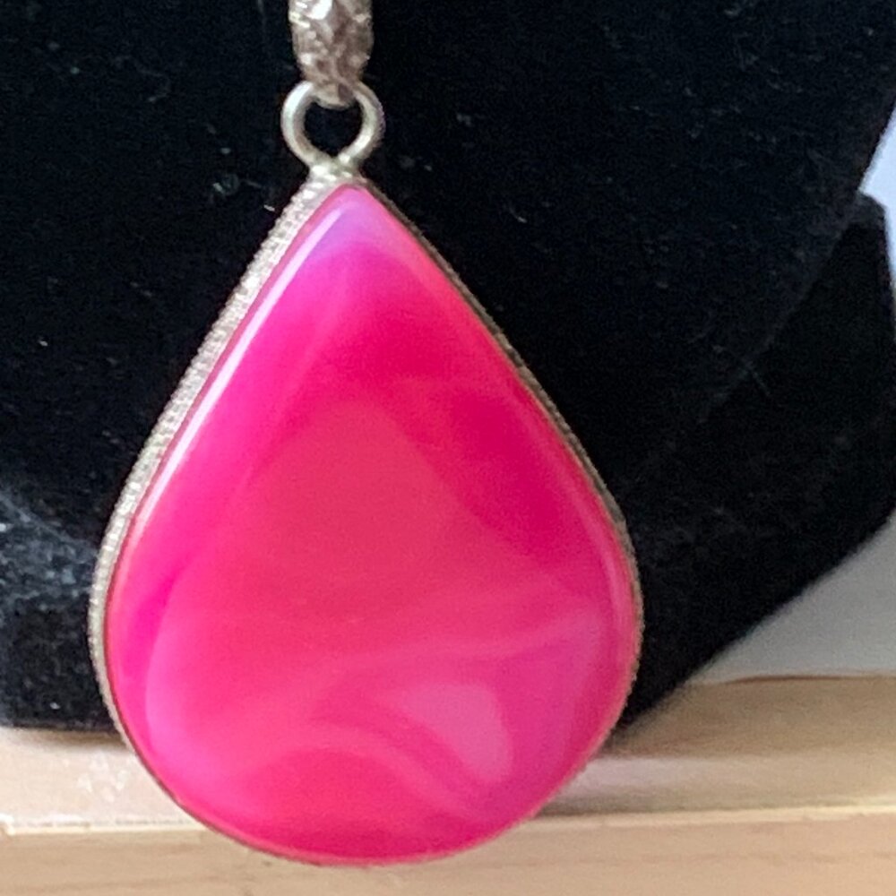 Large Pink Agate 925 Solid Sterling Silver Gemsto… - image 3